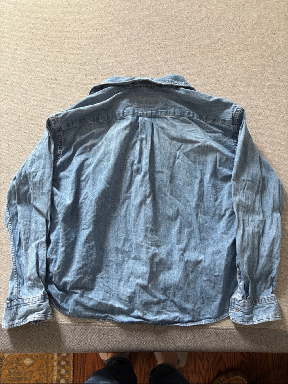 *flaw Polo Ralph Lauren Cropped Boxy Denim Shirt - Picture 6 of 6